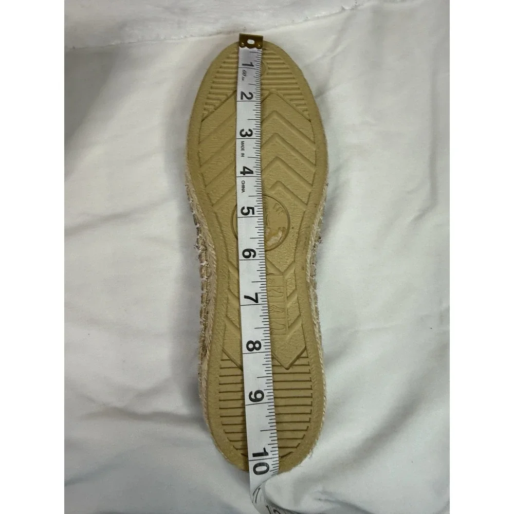 Women's Pineapple Print Espadrille Flats Sz 40 Navy Tropical Summer Beach French